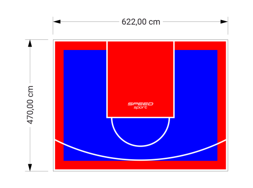 29M2/470X622CM NIEBIESKO-CZERWONE BOISKO DO KOSZYKÓWKI SPEEDSPORT HEXA POWER PRO