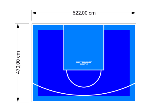 29M2/470X622CM NIEBIESKO-BŁĘKITNE BOISKO DO KOSZYKÓWKI SPEEDSPORT HEXA POWER PRO