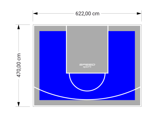 29M2/470X622CM NIEBIESKO-SZARE BOISKO DO KOSZYKÓWKI SPEEDSPORT HEXA POWER PRO