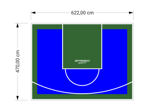 29M2/470X622CM NIEBIESKO-ZIELONE BOISKO DO KOSZYKÓWKI SPEEDSPORT HEXA POWER PRO
