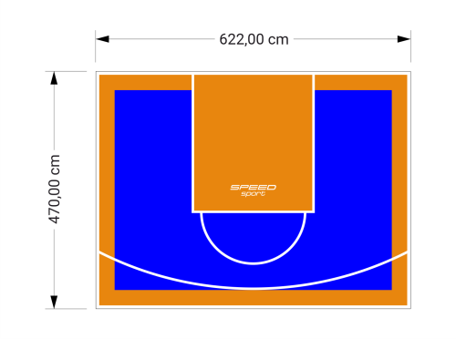 29M2/470X622CM NIEBIESKO-POMARAŃCZOWE BOISKO DO KOSZYKÓWKI SPEEDSPORT HEXA POWER PRO
