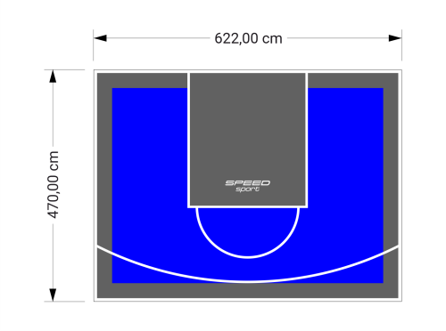 29M2/470X622CM NIEBIESKO-GRAFITOWE BOISKO DO KOSZYKÓWKI SPEEDSPORT HEXA POWER PRO