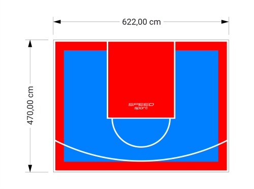 29M2/470X622CM BŁĘKITNO-CZERWONE BOISKO DO KOSZYKÓWKI SPEEDSPORT HEXA POWER PRO