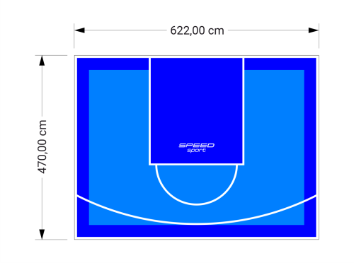 29M2/470X622CM BŁĘKITNO-NIEBIESKIE BOISKO DO KOSZYKÓWKI SPEEDSPORT HEXA POWER PRO