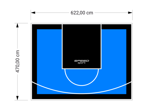 29M2/470X622CM BŁĘKITNO-CZARNE BOISKO DO KOSZYKÓWKI SPEEDSPORT HEXA POWER PRO