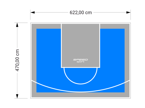 29M2/470X622CM BŁĘKITNO-SZARE BOISKO DO KOSZYKÓWKI SPEEDSPORT HEXA POWER PRO