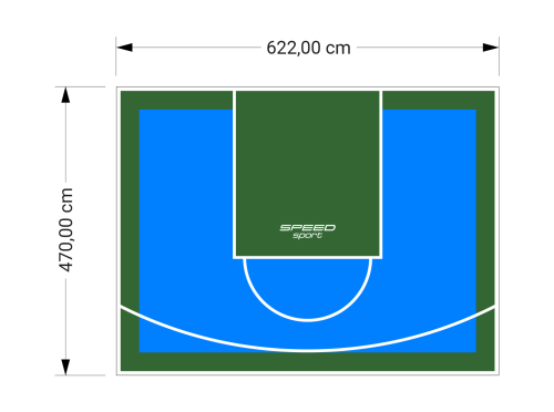 29M2/470X622CM BŁĘKITNO-ZIELONE BOISKO DO KOSZYKÓWKI SPEEDSPORT HEXA POWER PRO
