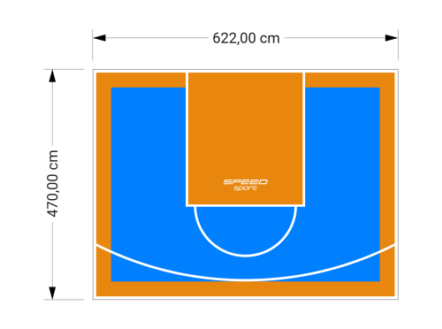 29M2/470X622CM BŁĘKITNO-POMARAŃCZOWE BOISKO DO KOSZYKÓWKI SPEEDSPORT HEXA POWER PRO