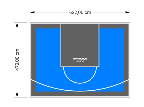 29M2/470X622CM BŁĘKITNO-GRAFITOWE BOISKO DO KOSZYKÓWKI SPEEDSPORT HEXA POWER PRO