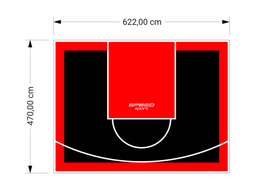 29M2/470X622CM CZARNO-CZERWONE BOISKO DO KOSZYKÓWKI SPEEDSPORT HEXA POWER PRO