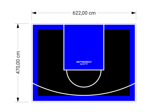 29M2/470X622CM CZARNO-NIEBIESKIE BOISKO DO KOSZYKÓWKI SPEEDSPORT HEXA POWER PRO