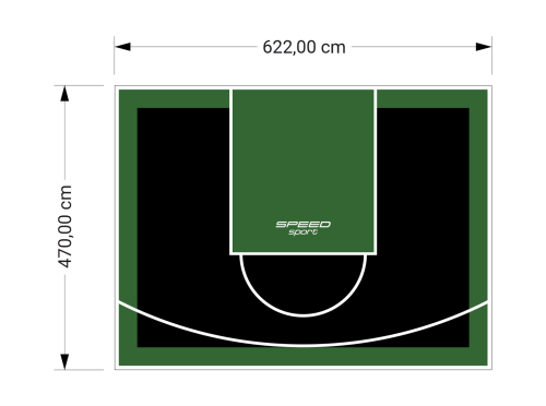 29M2/470X622CM CZARNO-ZIELONE BOISKO DO KOSZYKÓWKI SPEEDSPORT HEXA POWER PRO