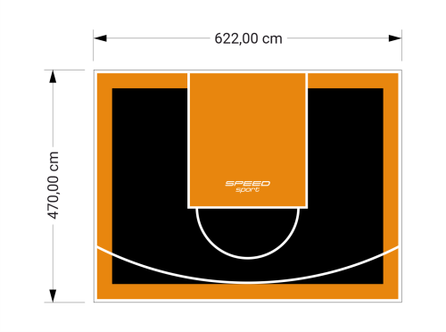 29M2/470X622CM CZARNO-POMARAŃCZOWE BOISKO DO KOSZYKÓWKI SPEEDSPORT HEXA POWER PRO