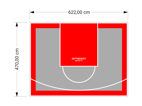 29M2/470X622CM SZARO-CZERWONE BOISKO DO KOSZYKÓWKI SPEEDSPORT HEXA POWER PRO