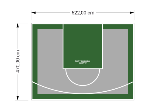 29M2/470X622CM SZARO-ZIELONE BOISKO DO KOSZYKÓWKI SPEEDSPORT HEXA POWER PRO