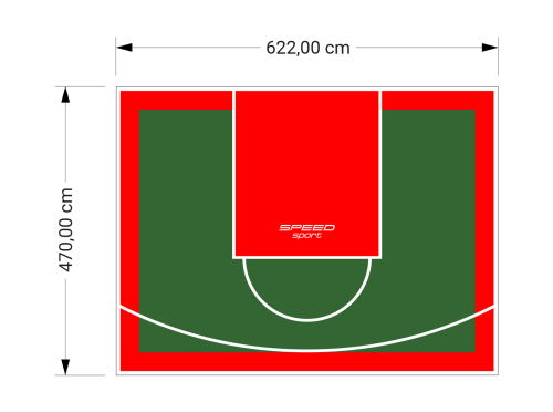 29M2/470X622CM ZIELONO-CZERWONE BOISKO DO KOSZYKÓWKI SPEEDSPORT HEXA POWER PRO