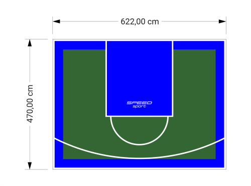 29M2/470X622CM ZIELONO-NIEBIESKIE BOISKO DO KOSZYKÓWKI SPEEDSPORT HEXA POWER PRO