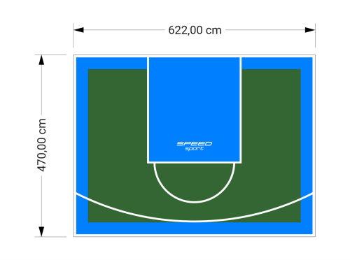 29M2/470X622CM ZIELONO-BŁĘKITNE BOISKO DO KOSZYKÓWKI SPEEDSPORT HEXA POWER PRO