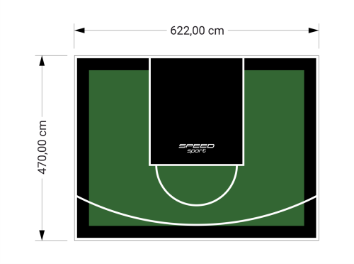 29M2/470X622CM ZIELONO-CZARNE BOISKO DO KOSZYKÓWKI SPEEDSPORT HEXA POWER PRO