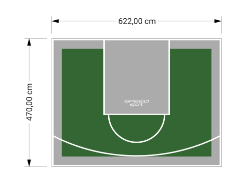 29M2/470X622CM ZIELONO-SZARE BOISKO DO KOSZYKÓWKI SPEEDSPORT HEXA POWER PRO