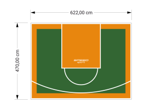 29M2/470X622CM ZIELONO-POMARAŃCZOWE BOISKO DO KOSZYKÓWKI SPEEDSPORT HEXA POWER PRO