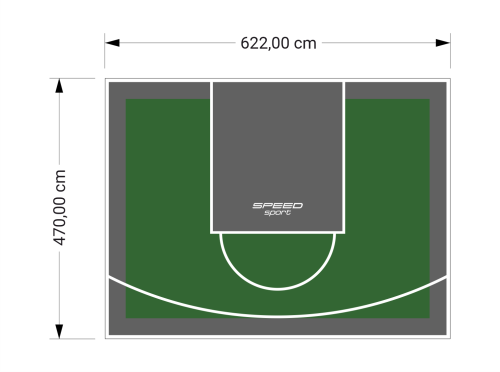 29M2/470X622CM ZIELONO-GRAFITOWE BOISKO DO KOSZYKÓWKI SPEEDSPORT HEXA POWER PRO