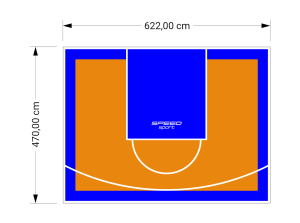29M2/470X622CM POMARAŃCZOWO-NIEBIESKIE BOISKO DO KOSZYKÓWKI SPEEDSPORT HEXA POWER PRO