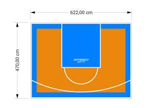 29M2/470X622CM POMARAŃCZOWO-BŁĘKITNE BOISKO DO KOSZYKÓWKI SPEEDSPORT HEXA POWER PRO