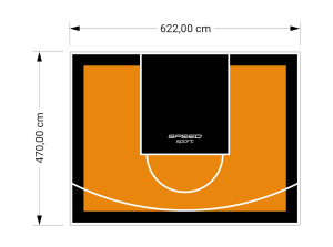 29M2/470X622CM POMARAŃCZOWO-CZARNE BOISKO DO KOSZYKÓWKI SPEEDSPORT HEXA POWER PRO