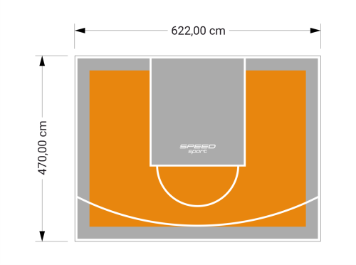 29M2/470X622CM POMARAŃCZOWO-SZARE BOISKO DO KOSZYKÓWKI SPEEDSPORT HEXA POWER PRO