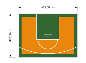 29M2/470X622CM POMARAŃCZOWO-ZIELONE BOISKO DO KOSZYKÓWKI SPEEDSPORT HEXA POWER PRO
