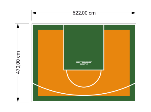 29M2/470X622CM POMARAŃCZOWO-ZIELONE BOISKO DO KOSZYKÓWKI SPEEDSPORT HEXA POWER PRO
