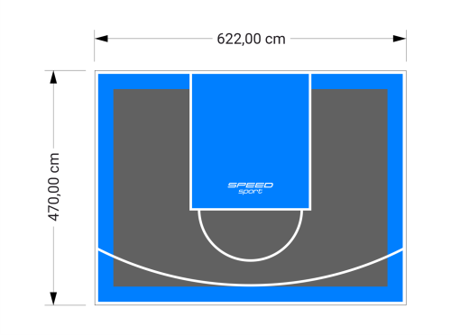 29M2/470X622CM GRAFITOWO-BŁĘKITNE BOISKO DO KOSZYKÓWKI SPEEDSPORT HEXA POWER PRO