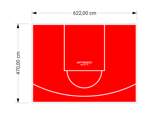 29M2/470X622CM CZERWONE BOISKO DO KOSZYKÓWKI SPEEDSPORT HEXA POWER PRO
