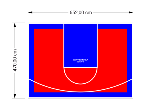 31M2/470X652CM CZERWONO-NIEBIESKIE BOISKO DO KOSZYKÓWKI SPEEDSPORT HEXA POWER PRO