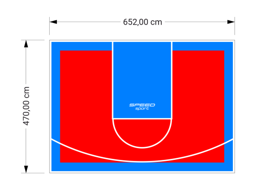 31M2/470X652CM CZERWONO-BŁĘKITNE BOISKO DO KOSZYKÓWKI SPEEDSPORT HEXA POWER PRO