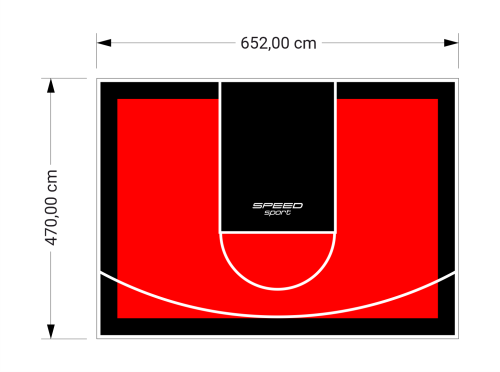 31M2/470X652CM CZERWONO-CZARNE BOISKO DO KOSZYKÓWKI SPEEDSPORT HEXA POWER PRO