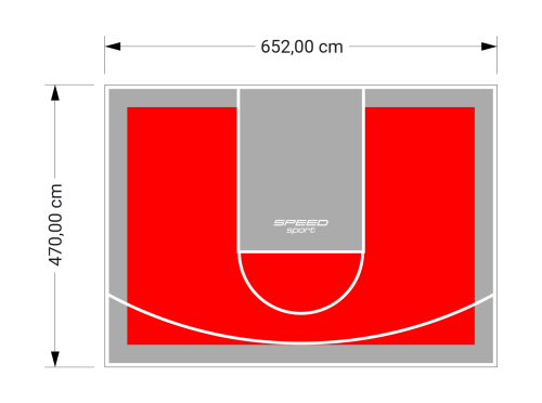31M2/470X652CM CZERWONO-SZARE BOISKO DO KOSZYKÓWKI SPEEDSPORT HEXA POWER PRO