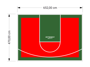 31M2/470X652CM CZERWONO-ZIELONE BOISKO DO KOSZYKÓWKI SPEEDSPORT HEXA POWER PRO