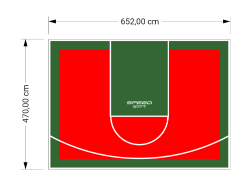31M2/470X652CM CZERWONO-ZIELONE BOISKO DO KOSZYKÓWKI SPEEDSPORT HEXA POWER PRO