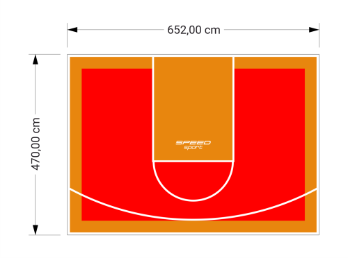 31M2/470X652CM CZERWONO-POMARAŃCZOWE BOISKO DO KOSZYKÓWKI SPEEDSPORT HEXA POWER PRO