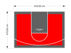 31M2/470X652CM CZERWONO-GRAFITOWE BOISKO DO KOSZYKÓWKI SPEEDSPORT HEXA POWER PRO