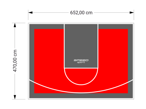 31M2/470X652CM CZERWONO-GRAFITOWE BOISKO DO KOSZYKÓWKI SPEEDSPORT HEXA POWER PRO