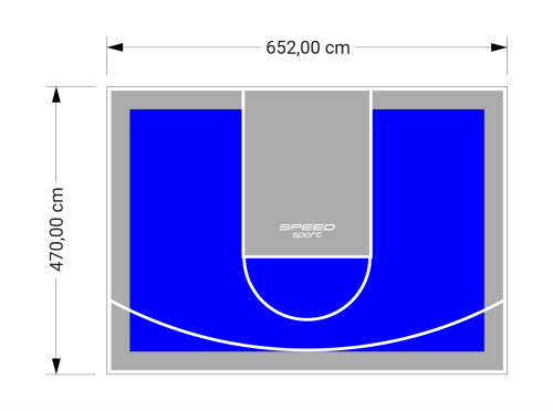 31M2/470X652CM NIEBIESKO-SZARE BOISKO DO KOSZYKÓWKI SPEEDSPORT HEXA POWER PRO