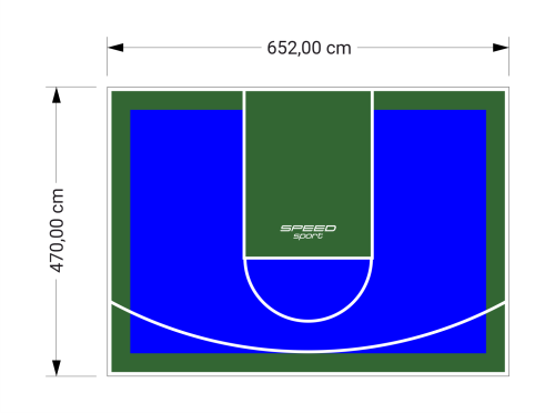 31M2/470X652CM NIEBIESKO-ZIELONE BOISKO DO KOSZYKÓWKI SPEEDSPORT HEXA POWER PRO