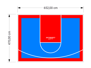 31M2/470X652CM BŁĘKITNO-CZERWONE BOISKO DO KOSZYKÓWKI SPEEDSPORT HEXA POWER PRO