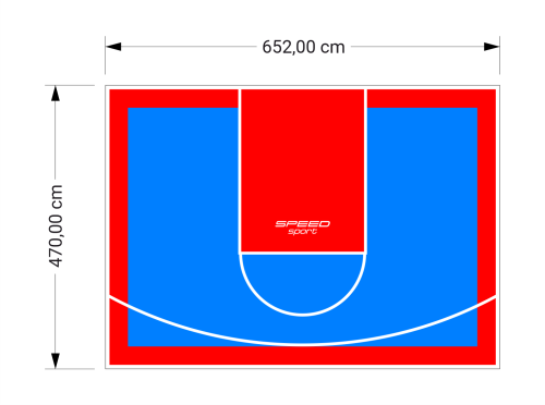 31M2/470X652CM BŁĘKITNO-CZERWONE BOISKO DO KOSZYKÓWKI SPEEDSPORT HEXA POWER PRO