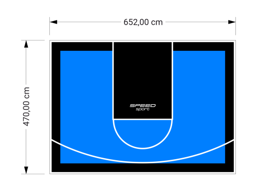 31M2/470X652CM BŁĘKITNO-CZARNE BOISKO DO KOSZYKÓWKI SPEEDSPORT HEXA POWER PRO