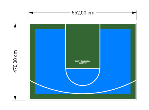 31M2/470X652CM BŁĘKITNO-ZIELONE BOISKO DO KOSZYKÓWKI SPEEDSPORT HEXA POWER PRO