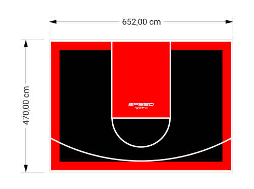 31M2/470X652CM CZARNO-CZERWONE BOISKO DO KOSZYKÓWKI SPEEDSPORT HEXA POWER PRO